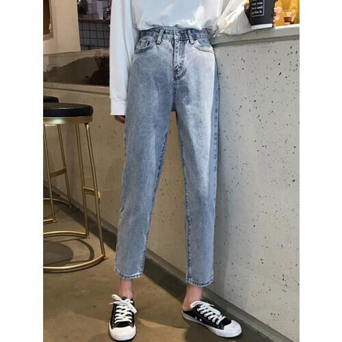 WAVSIYIER solid high waist jeans woman 2020 autumn winter denim pants women Denim Trousers korean style vintage Streetwear pant