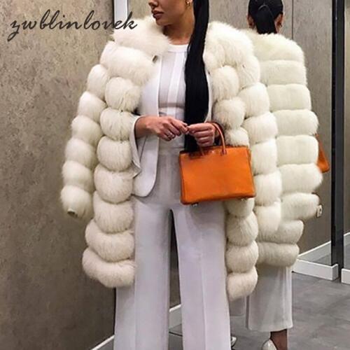 White Thick Warm Fur Long Sleeve O-neck Jacket Winter Fashion Women Faux Fur Furry Coat Outerwear Overcoat Plus 3X 2C0133