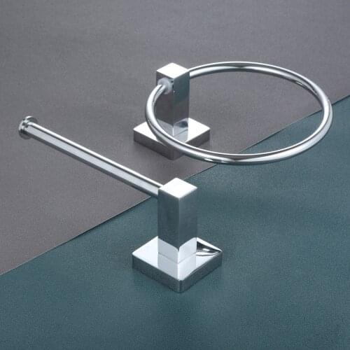 2Pcs/set Bathroom Stainless Steel Toilet Wall Mount Round Towel Holder with Toilet Paper Holder Hanging Rack Roll Hangers