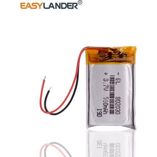 3pcs/Lot 802030 3.7V 550mah Lithium polymer Battery with Protection Board For MP4 GSP PSP Digital Products Smart watch 082030