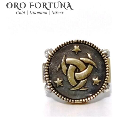 925 sterling Silver Men Ring Antique Turkish Secret Service Symbol Double Sided New Model 2021 Crescent and Star Design