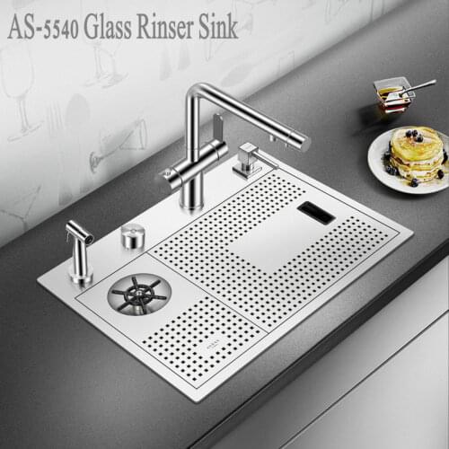 AS-5540X High-pressure cup washer Sink 304 Stainless Steel Handmade Kitchen Sink Wine Bar Milk Tea Shop Coffee Shop Glass Rinser
