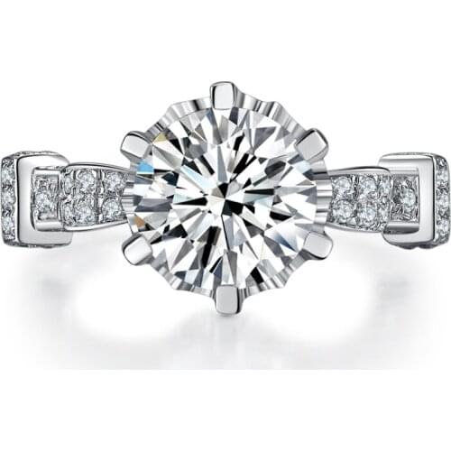 Brilliant 3Ct 9.0mm Test Positive D Color Moissanite Ring Solid Platinum 950 Ring for Her White Gold Wedding Jewelry