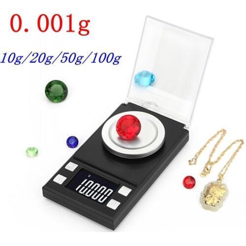 0.001g LCD Digital Scale 10g 20g 50g 100g Milligram Gram Pocket Scale High Precision Jewelry Weight Medical Lab Measuring Tools