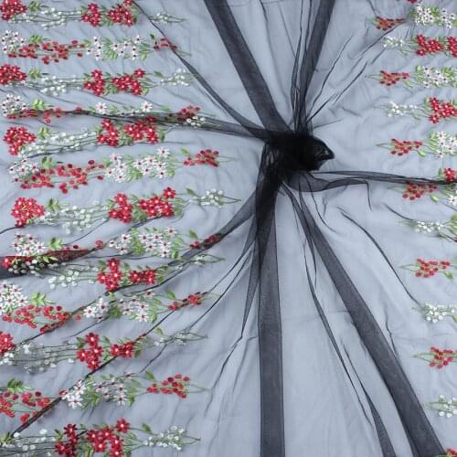Plant flower embroidery lace fabric Floral Curtain Wedding Dressing Material sold by the Yard (91.5cm)