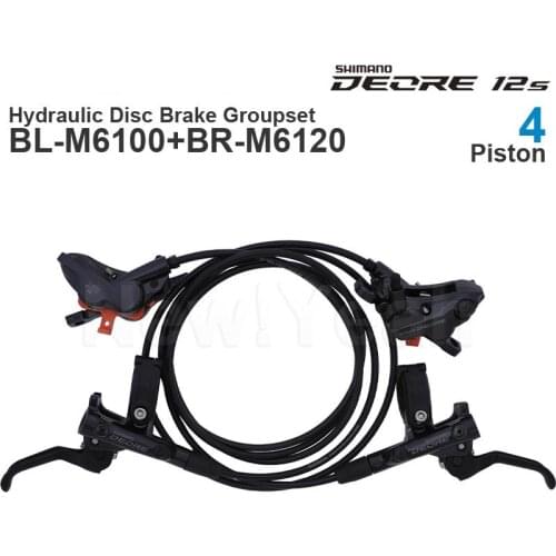 SHIMANO DEORE M6100 M6120 Hydraulic Disc Brake - 2 / 4-Piston with M6100 Brake Lever and M6100 or M6120 Brake Caliper assembled