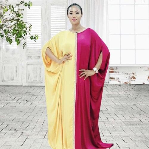 African Dresses for Women Dashiki Patchwork Printed Plus Size Summer Batwing Sleeve Retro Bodycon Long Maxi Dress