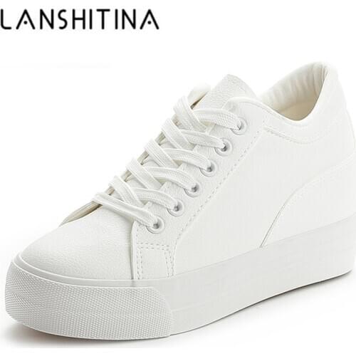 2020 Women Breathable Sneakers increased Platform Shoes Casual Footwear Leisure Leather White Shoes Womens Vulcanize Shoes