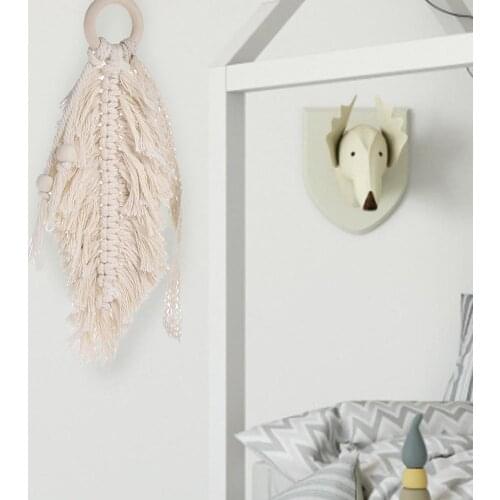 Macrame Woven Wall Hanging Decoration Simulation Leaves Soft Cotton Rope Bohemian Tapestry Wedding Room Decoration