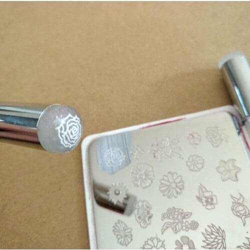 Fashion Nail Art Brush Pen Sponge Dual Head Washable Transfer Printing Template Dotting Manicure Salon Tool