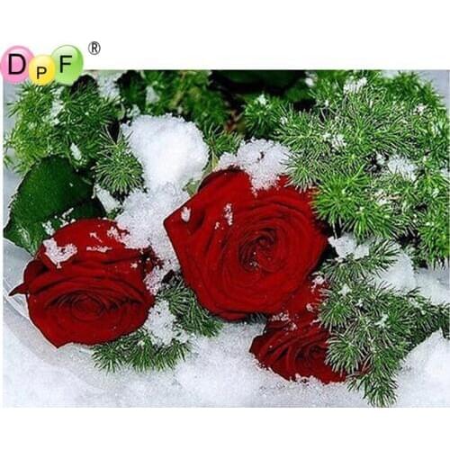 DPF Snow rose diy 5d diamond embroidery sets lighthouse diamond square rhinestone fashion scenery mosaic painting wall painting