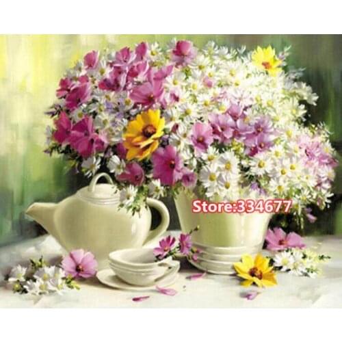 Fresh Flower Cross Stitch Kits 14CT Unprinted For Embroidered Handmade Arts Set Wall Home Decor Handmade