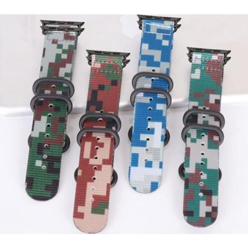 Nylon Band for Apple Watch Series 5 3 6 4 SE Band 44mm 40mm Canvas Strap Bracelet for Apple Watch 42mm 38mm Camouflage Wristband