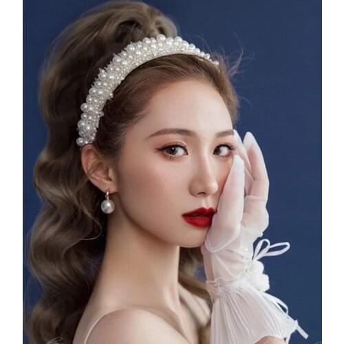 Bride Pearl Headdress Crystal Headband Simple And Versatile Travel Wedding Dress Hair Accessories