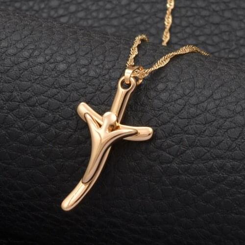 Charm Pendant and Chain Necklace for Women Girls Jewelry Fashion Rose Gold Jesus Christian Necklaces #J0898