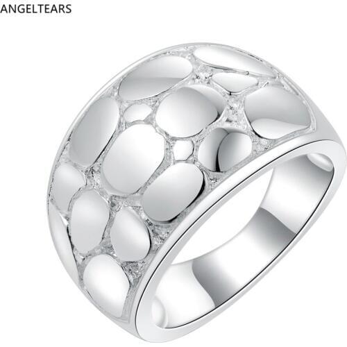 Wholesale cheap silver color round finger ring fashion unisex jewelry party gift drop shipping anel bague