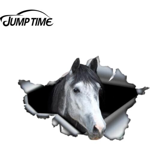 Jump Time 13cm x 8.8cm Grey Arabian Horse sticker Bumper Animal Car Stickers 3D Pet Graphic Vinyl Decal Car Window Laptop