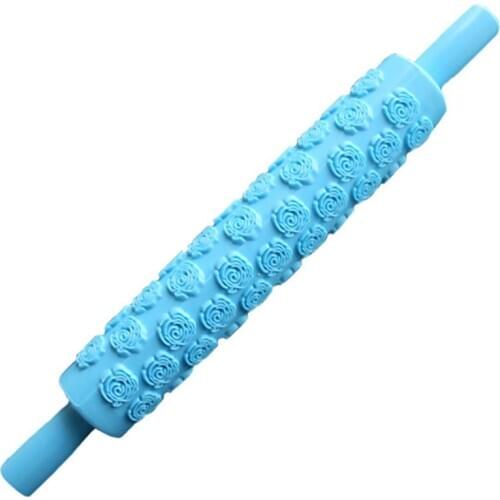 Rose Flower Pattern Fondant Cake Rolling Pin Fondant Cake Dough Roller Baking Tools Pastry Mold