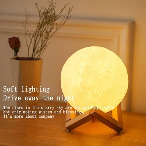 LED Night Light 3D Moon Lamp Rechargeable Color Change 3D Light Touch Moon Lamp Childrens Lights Night Lamp for Home Decoration