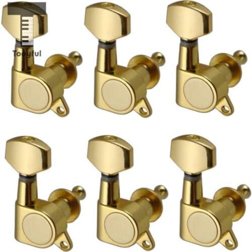 Tooyful 6Pcs Golden Enclosed Acoustic Guitar String Tuning Pegs Keys Tuner Square Machine Heads