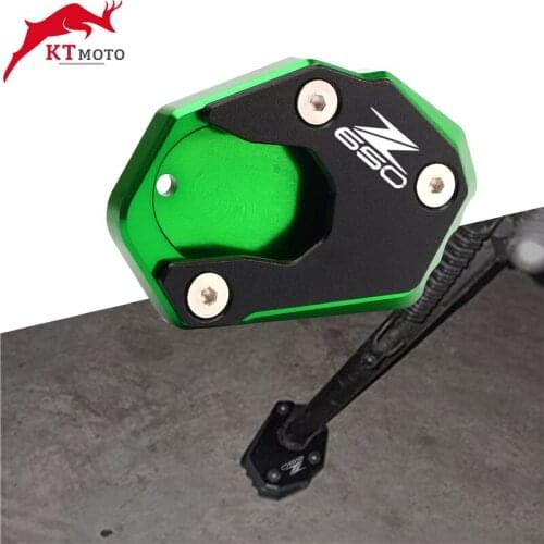 Motorcycle CNC Kickstand Foot Side Stand Extension Pad Support Plate For Kawasaki Z 900 Z 650 Z900 Z 650 2017-2020