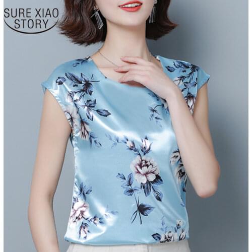 Women clothes 2021 summer women blouses short sleeve women shirts plus size women tops Print chiffon blouse ladies tops 4340 50