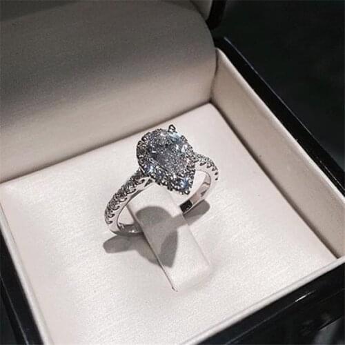 Luxury Female Promise ring 925 Sterling silver Pear cut 3ct Diamond Engagement Band Rings for women Bridal Statement Jewelry