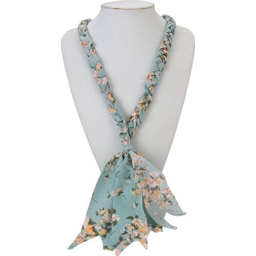 AENSOA 2021 Trendy Printing Fabric Weave Bandana Necklaces For Women Bohemia Retro Adjustable Long Necklace Jewelry Wholesale