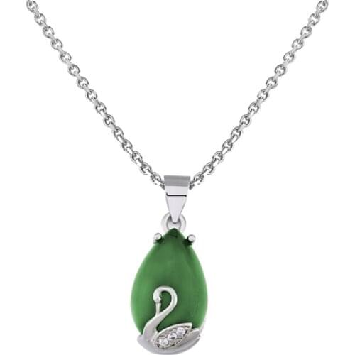 MENGYI Fashion Charms Elegant Green/Red Zircon Swan Pendant Necklace For Women Vintage Jewelry And Party Gifts