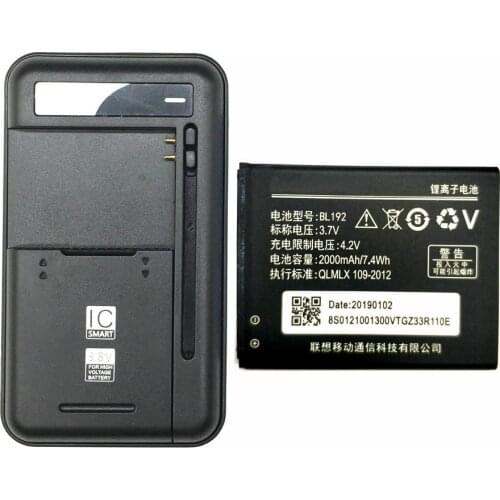 1PCS Universal battery Charger + 1PCS 2000mAh BL192 Battery For Lenovo A300 A750 A328 A328T A526 A388T A529 A680 A590 A560 A505E