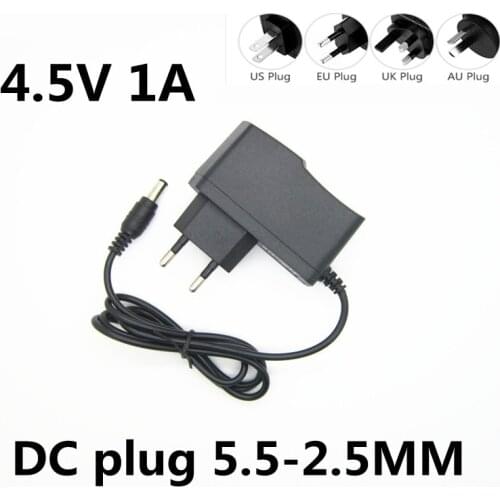1PCS High quality AC 110v-240v 4.5V 1A 1000mA power adapter 4.5 V Volt LED 4.5V1A power supply DC 5.5*2.5~2.1 MM