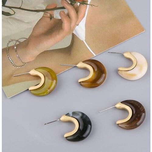 10pcs Hot Sale New Products Retro Matte Gold Gold Resin Moon Earring Statement Stud Earrings For Women Diy Jewelry Accessories