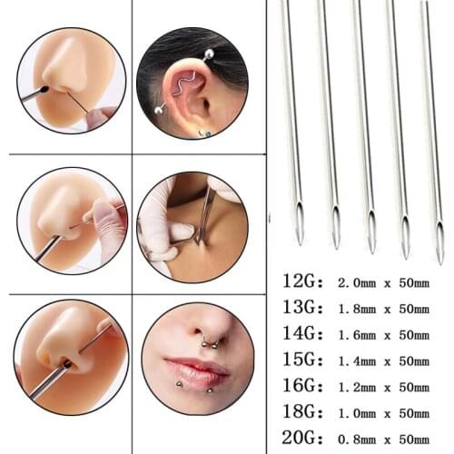 10pcs/set Disposable Surgical Steel Piercing Needles For Navel Nipple Ear Nose Lip Tattoo Piercing Needles Kit Tool Body Jewelry