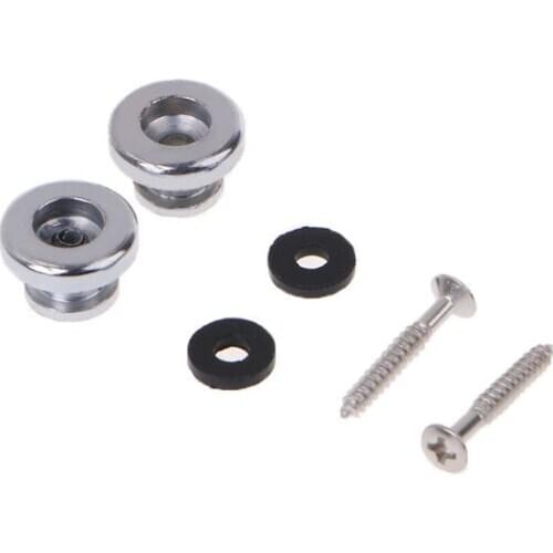 2 Chrome Strap Button Locks Washer Screws Replacement Part For Mandolin Guitar