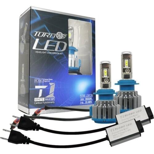 2x T1 Pro Car Led Headlight Bulb 70W 7200LM A Pair H4 H7 H8 H11 9006 XenonWhite Light 6K~7K EMC Turbo Cooling Fan W/Cree Chip