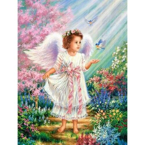 5D DIY Diamond Painting Figure Angel Girl Scene Picture Square/Round Diamond Cross Stitch Decoration Artwork WG3049