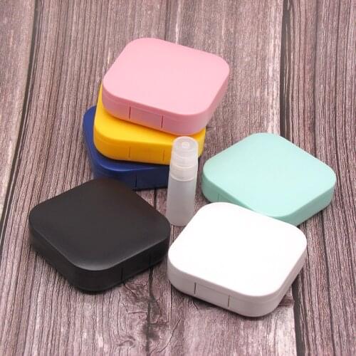 Girl Contact Lens Case Solid Contact Lens ContainerFashion Colored Lenses Tweezers Solution Mini Storage Box for Men Women
