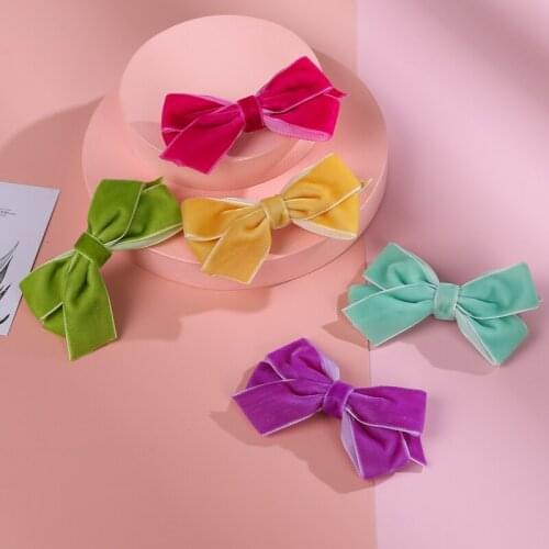 Baby Bows Hair Clips Girls Velvet Barrettes For Children Candy Color Hairpin Kids Party Hair Accessories Toddler Hairgrips Cute