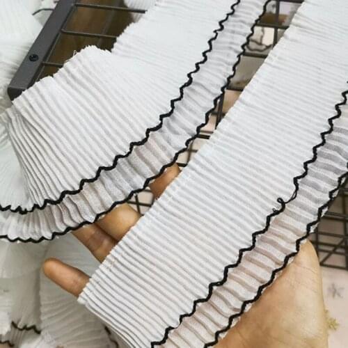 1Yard Elastic Lace Chiffon Lace Ribbon 8cm Lace Trim Pressure Folding Neckline Laces Ribbons For Sewing Dress decoration K45