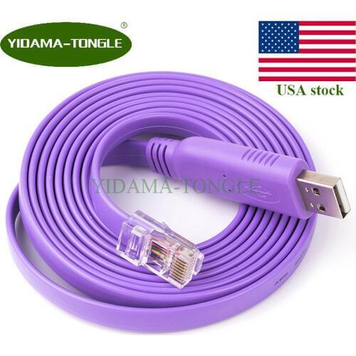 FTDI USB to RJ45 Purple Cable/Cord for Cisco Console Cable Windows 8, 7, Vista MAC Linux RS232 USA Stock 6ft 10ft 16ft