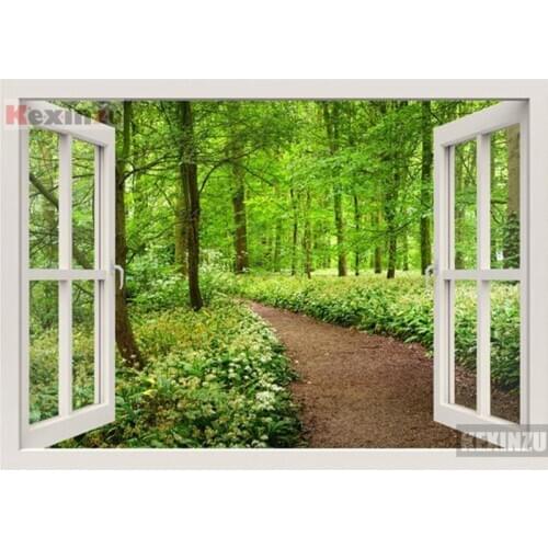 Kexinzu Full Square/Round 5D Diy Diamond Painting Cross Stitch "Window Scenery " Diamond 3D Embroidery Mosaic Home Decor 059