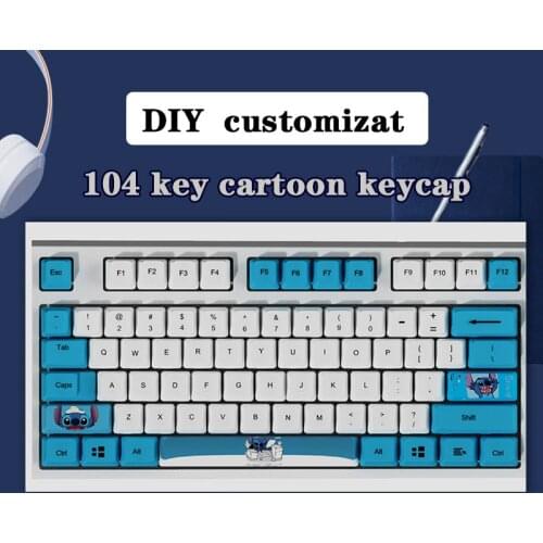 1Set/104Key PBT Keycaps personality Blue and white Sublimation Key Cap for Mechanical Keyboard Original height