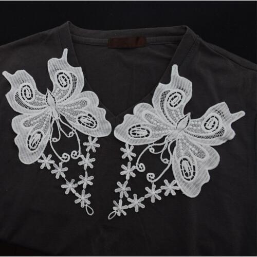 Lace false collar white embroidered fake lace collar trim diy women applique sewing supplies african guipure lace collars#3517