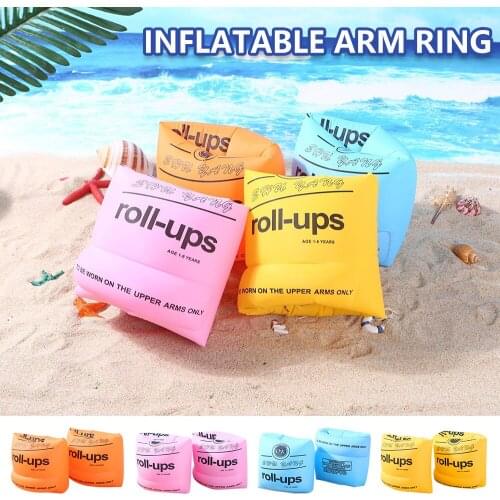 Summer Kids Swimming Aid Arm Sleeve Foldable PVC Inflatable Safety Float Armbands Water Pool Children Float Air Sleeves Circle