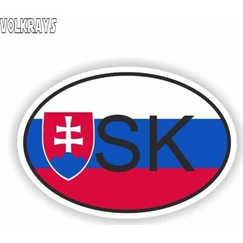 Volkrays Fashion Car Sticker Slovakia SK Country Code Accessories Reflective Waterproof Cover Scratches Vinyl Decal,7cm*11cm