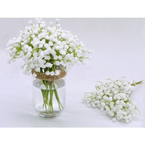 20cm White Gypsophila Artificial Flowers Wedding Bridal Bouquet Decoration Floral Arrangement Plastic Babies Breath Fake Flower