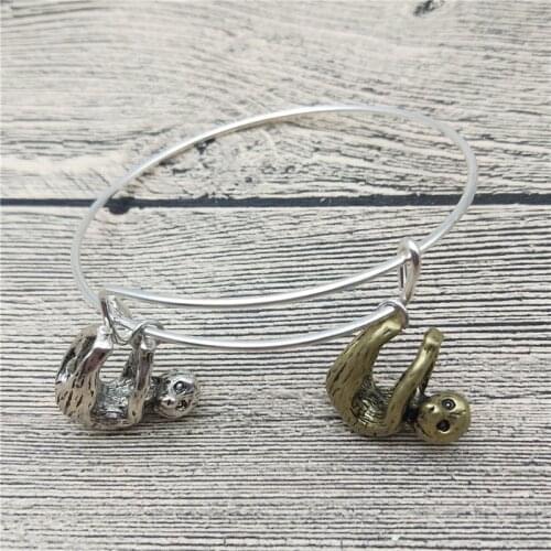 New Stainless Steel Sloth Bangles Cute Sloth Car Bangles Bracelets Fashion Animal Pet Jewellery