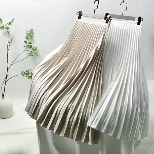 High-waisted Solid Color Pleated Skirt Fashion Brand Designer Elegant and Draped Elastic Waist A-line Pleated Half-length Skirt