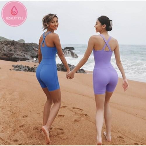 OzalCtree Sleeveless Yoga Jumpsuits Women Gym Clothing Sports Set with Padded Fitness Tights Rompers One-Pieces Yoga Bodysuits