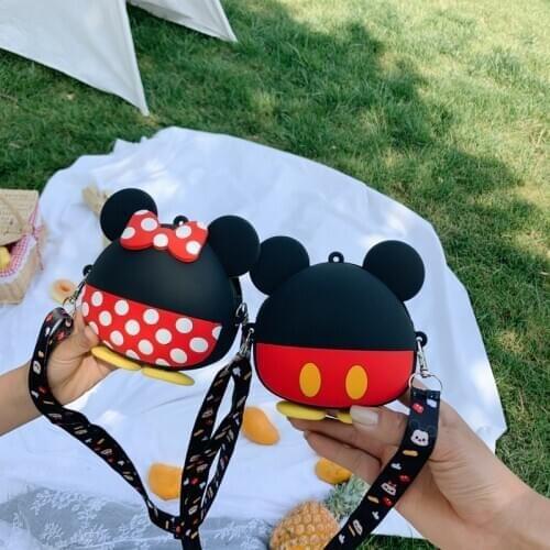 Anime New Disney Backpack for Children Mickey Minnie Mouse Bag Waterproof Silicone Bag Baby Girl Kindergarten Primary Schoolbag